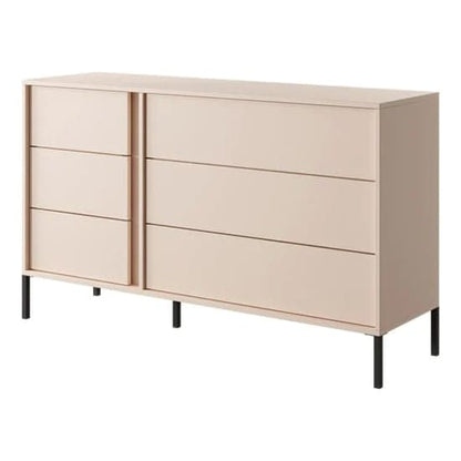 Davis Wooden Chest Of 6 Drawers In Beige With LED