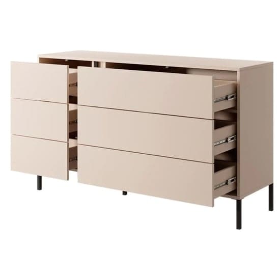 Davis Wooden Chest Of 6 Drawers In Beige With LED