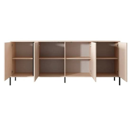 Davis Wooden Sideboard 4 Doors In Beige With LED