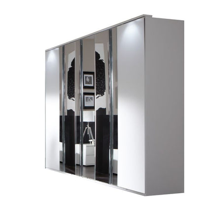 Divac 5 Door Mirrored Wardrobe | White Finish | Luxurious Space