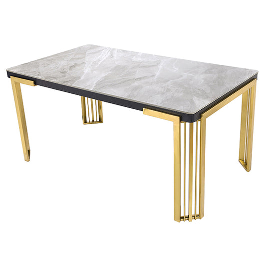 Grey Sintered Stone Coffee Table with Gold Frame - Modern Living Room Furniture