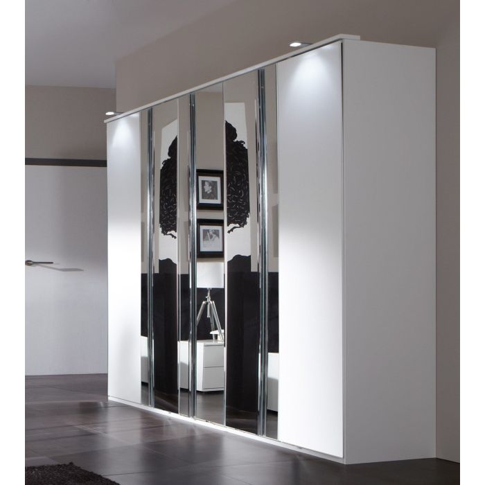 Divac 5 Door Mirrored Wardrobe | White Finish | Luxurious Space