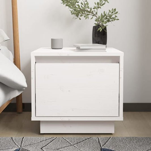 Dawes Solid Pinewood Bedside Cabinet With 1 Drawer In White