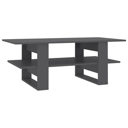 FURCO Dawid Grey Wooden Coffee Table with Undershelf for Living Room Storage