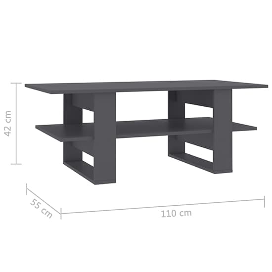 FURCO Dawid Grey Wooden Coffee Table with Undershelf for Living Room Storage