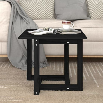 FURCO Black Pine Wood Square Coffee Table for Living Room