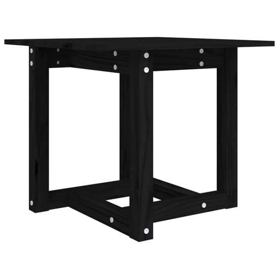 FURCO Black Pine Wood Square Coffee Table for Living Room