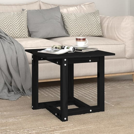 FURCO Black Pine Wood Square Coffee Table for Living Room