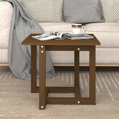 FURCO Honey Brown Pine Wood Square Coffee Table for Living Room