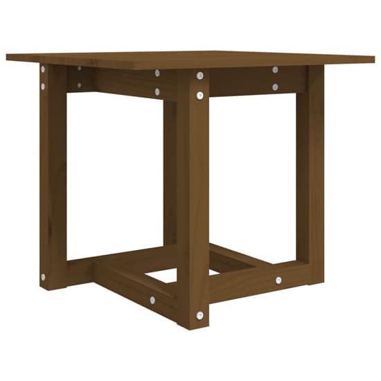 FURCO Honey Brown Pine Wood Square Coffee Table for Living Room