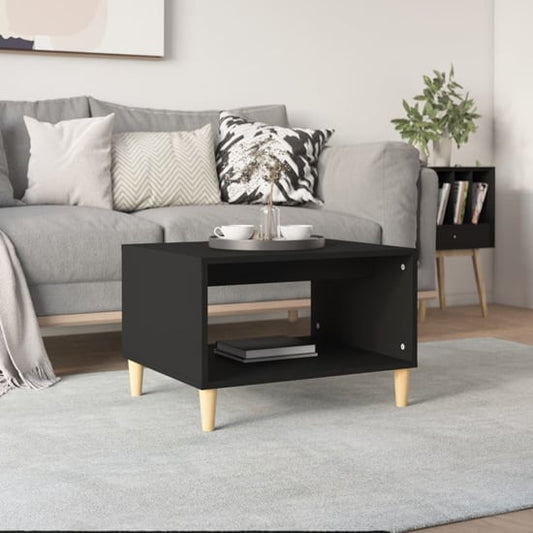 Black Wooden Coffee Table with Undershelf for Living Room Storage