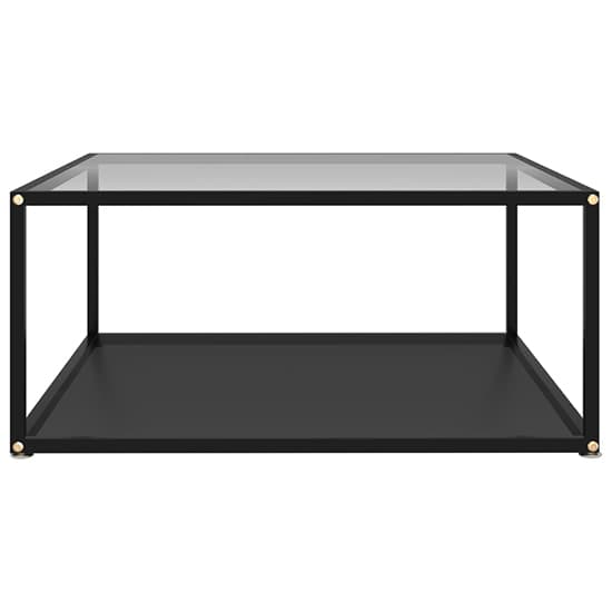 Modern Small Clear Glass Coffee Table with Black Metal Frame - Two-Tier Design for Living Room