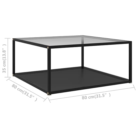 Modern Small Clear Glass Coffee Table with Black Metal Frame - Two-Tier Design for Living Room