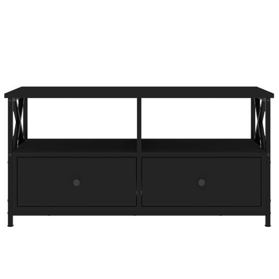 FURCO Derval Black Wooden TV Stand with 2 Drawers for Modern Living Rooms