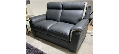 Grey Two-Tone Semi-Aniline Leather Electric Recliner Sofa Set with USB Ports - 3 + 2 Design