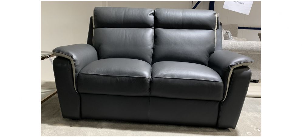 Grey Two-Tone Semi-Aniline Leather Electric Recliner Sofa Set with USB Ports - 3 + 2 Design