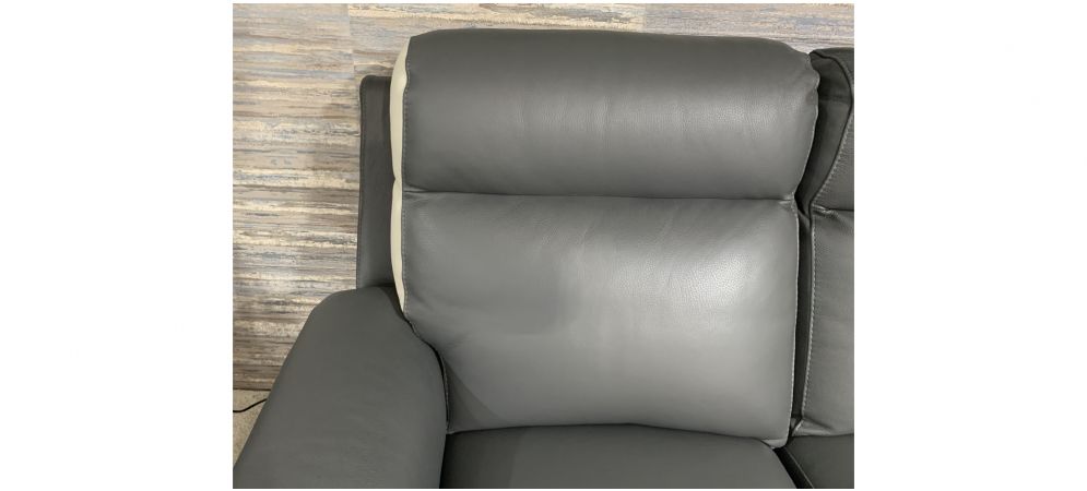 Grey Two-Tone Semi-Aniline Leather Electric Recliner Sofa Set with USB Ports - 3 + 2 Design