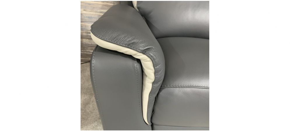 Grey Two-Tone Semi-Aniline Leather Electric Recliner Sofa Set with USB Ports - 3 + 2 Design