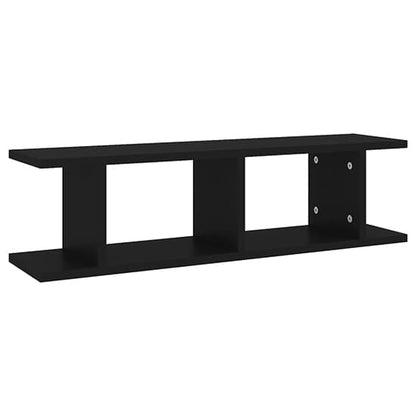 FURCO Black Wooden Wall Shelf Set of 2 - Modern Cube Design for Home Decor