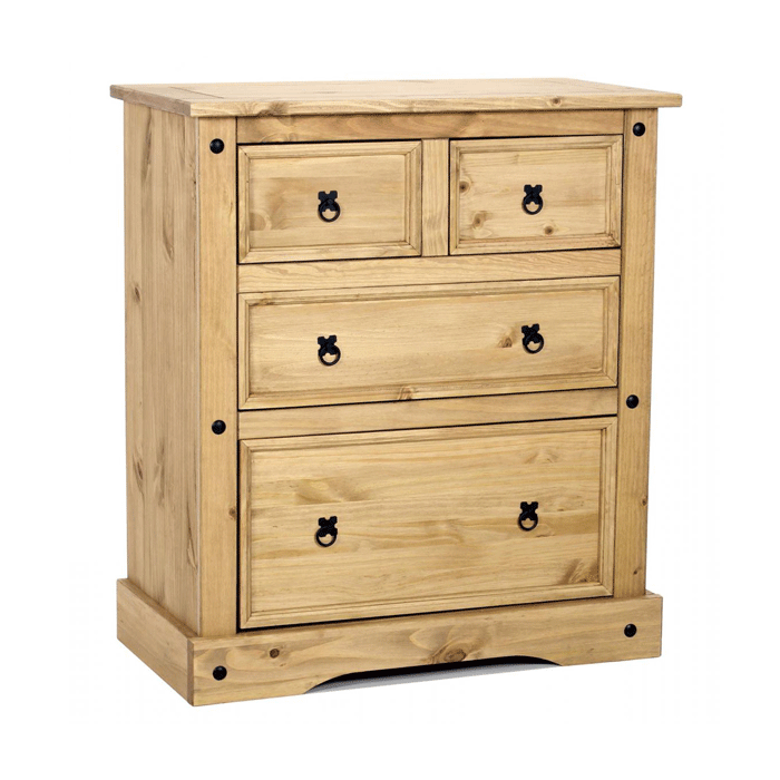 Waltham Solid Waxed Light Pine 2+2 Drawer Chest - Natural