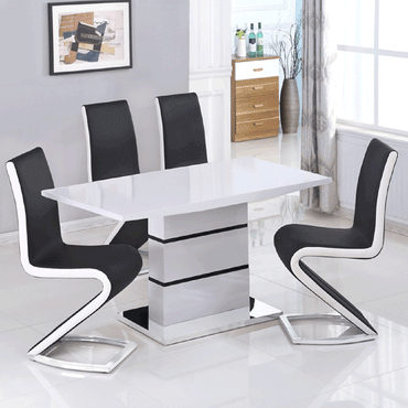 Versatile Elegance Cardigan Extending High Gloss Dining Table White and Black