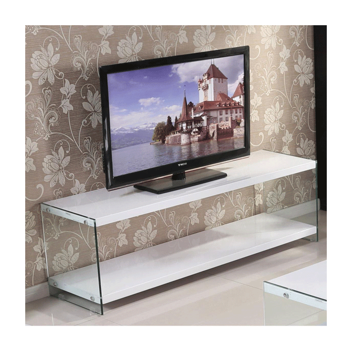 Modern Fusion of Style Stuttgart High Gloss TV Unit with Tempered Glass - White