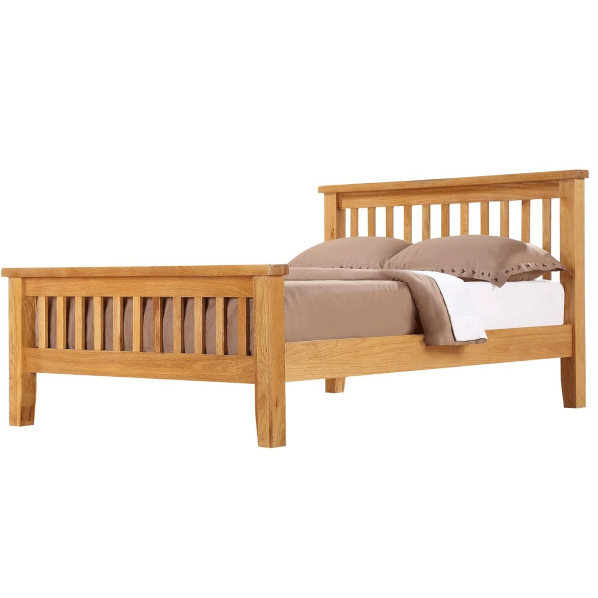 Eden Solid Oak Wooden Bed with High Foot End - Kingsize