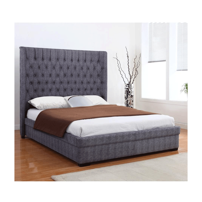 Dorchester High-Appealing Headboard Luxuries Classic Linen Bed Frame in Dark Grey - Super Kingsize