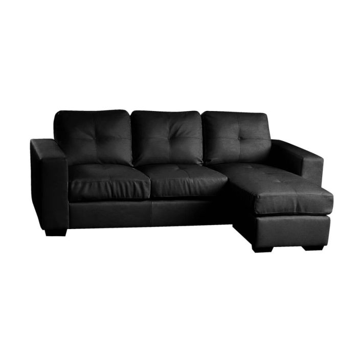 Ballymena Luxurious Corner 3 Seater Sofa in Bonded Leather - Black