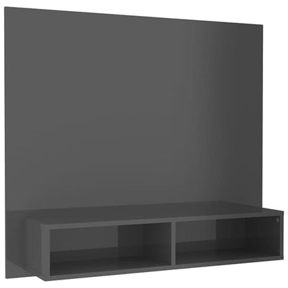 Modern Grey High Gloss Wall TV Unit with Open Compartments