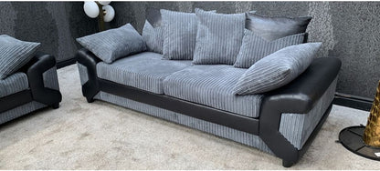 Monty Metropolis Dino Fabric Sofa Set - 3 Seater and 2 Seater in Black and Grey with Hardwood Frame