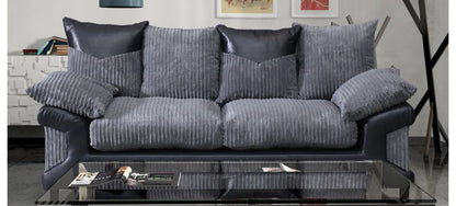 Monty Metropolis Dino Fabric Sofa Set - 3 Seater and 2 Seater in Black and Grey with Hardwood Frame