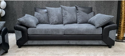 Monty Metropolis Dino Fabric Sofa Set - 3 Seater and 2 Seater in Black and Grey with Hardwood Frame