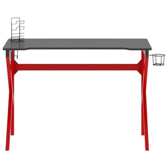 FURCO Dothan Black and Red Gaming Desk with K-Shape Legs and Accessories