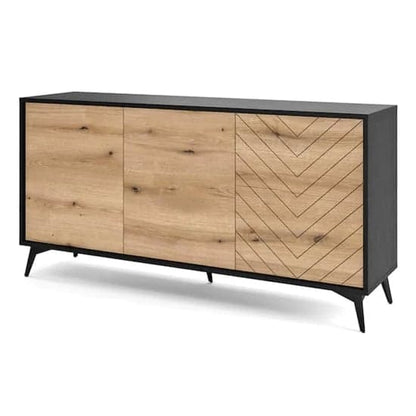 Douala Wooden Sideboard Large With 3 Doors In Evoke Oak