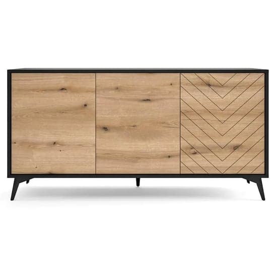 Douala Wooden Sideboard Large With 3 Doors In Evoke Oak