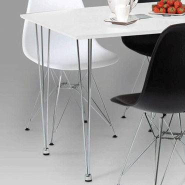 Sleek White High Gloss Eastleigh Dining Table with Durable Chrome Legs - Modern Elegance - Nestium