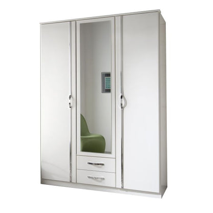 Dewi 3 Door 2 Drawer Mirrored Wardrobe in White | Bright & Functional | Furco