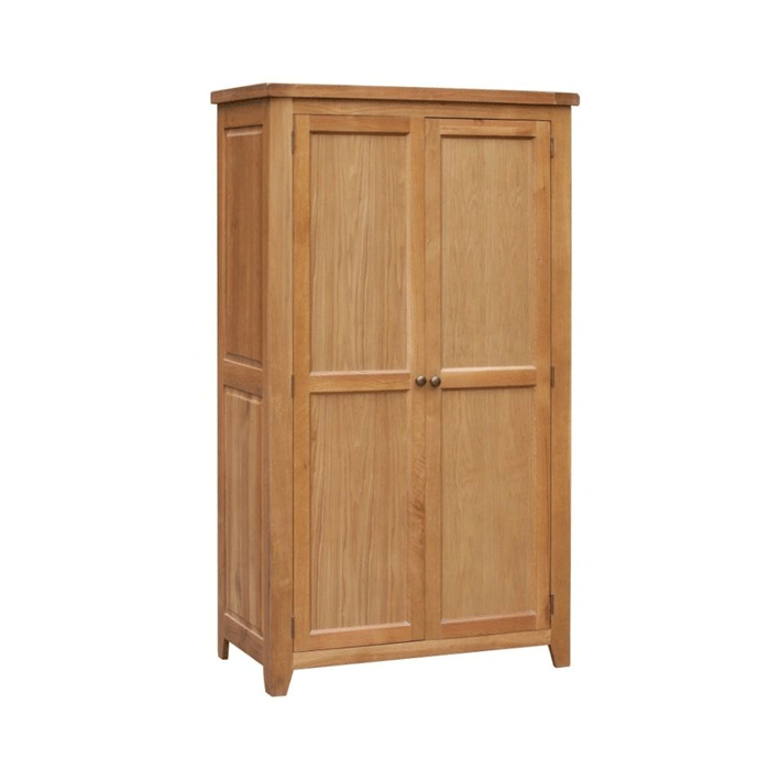 Wycombe Oak Finish Solid Oak 2 Door Wardrobe - Wood - Nestium