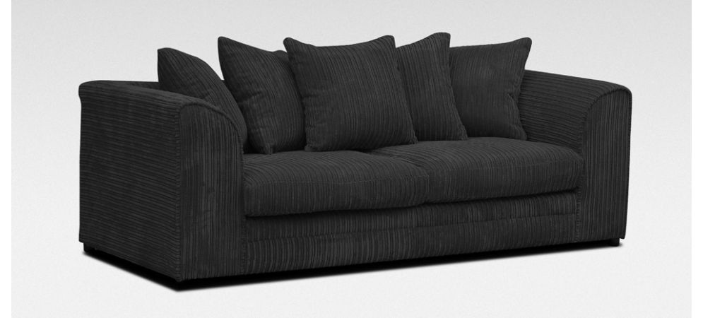 Dylan 3 Seater Black Jumbo Cord Fabric Sofa