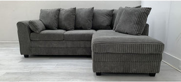 Dylan Grey Jumbo Cord Right Hand Facing Corner Sofa with Hardwood Frame