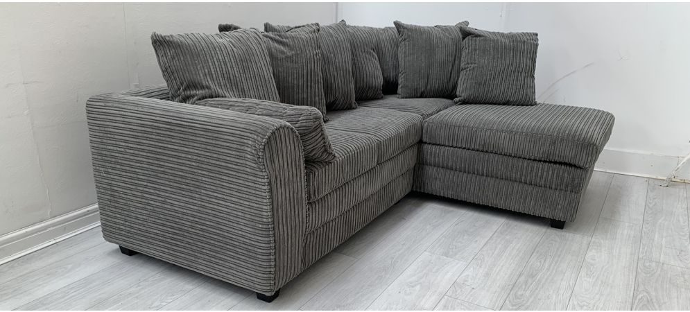 Dylan Grey Jumbo Cord Right Hand Facing Corner Sofa with Hardwood Frame