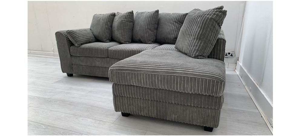 Dylan Grey Jumbo Cord Right Hand Facing Corner Sofa with Hardwood Frame