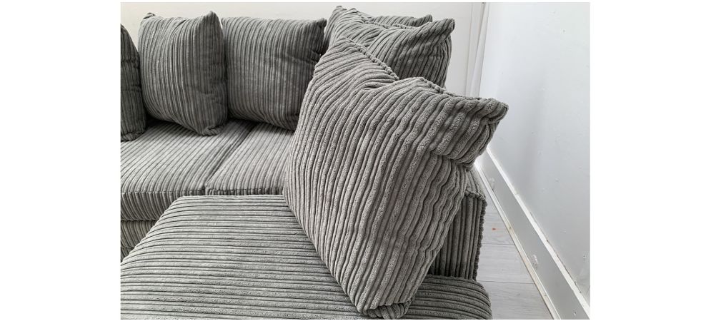 Dylan Grey Jumbo Cord Right Hand Facing Corner Sofa with Hardwood Frame