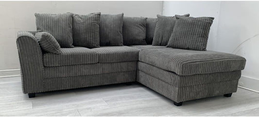 Dylan Grey Jumbo Cord Right Hand Facing Corner Sofa with Hardwood Frame