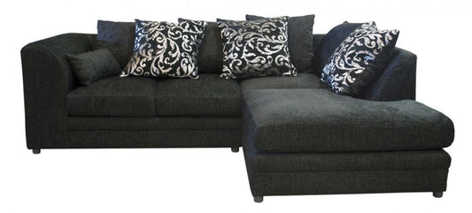 Dylan Fabric Corner Sofa RHF Zina Chenille Black