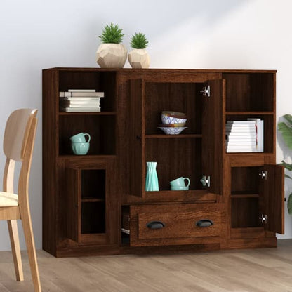 Dylan Brown Oak Highboard with 4 Doors and 2 Drawers for Living Room Storage