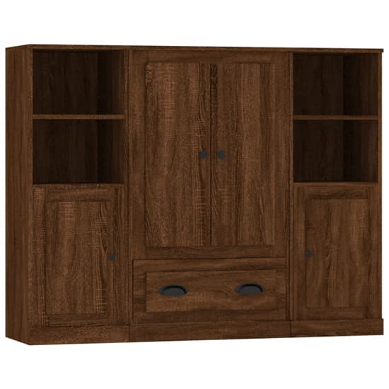 Dylan Brown Oak Highboard with 4 Doors and 2 Drawers for Living Room Storage