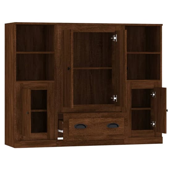 Dylan Brown Oak Highboard with 4 Doors and 2 Drawers for Living Room Storage