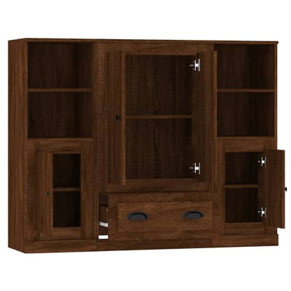 Dylan Brown Oak Highboard with 4 Doors and 2 Drawers for Living Room Storage